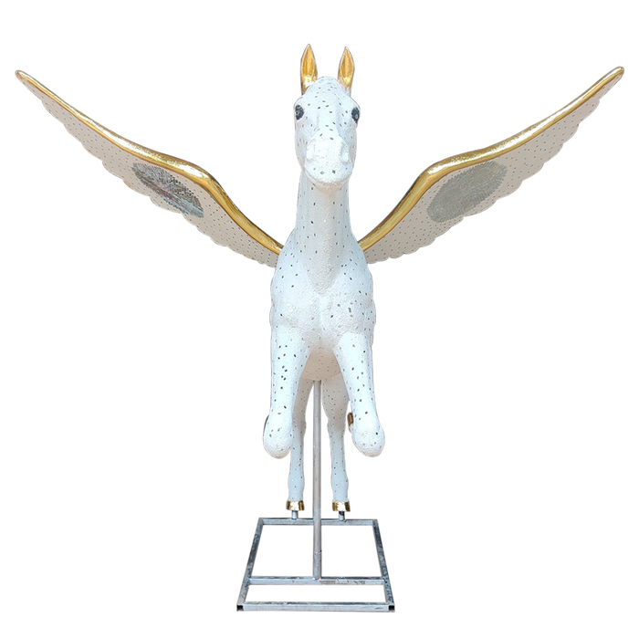 Handmade Fiberglass Mirror Mosaic Flying Horse Statue | Suitable For Decor