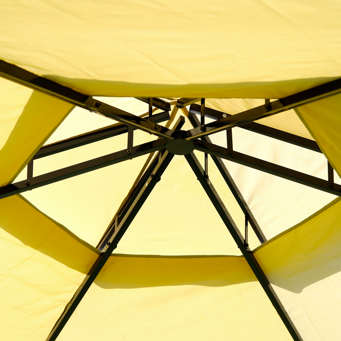 10x10 Feet Outdoor Waterproof Gazebo Pergola Canopy Tents, Water-Resistant Polyester Canopy, Air Vent, Sturdy Rust Free Metal Frame, (Yellow)