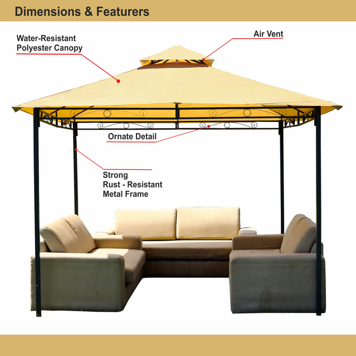 7 star DECOR Outdoor Waterproof Gazebo Pergola 10x10 Ft Tents, Two Tier Patio Gazebo Canopy With Vented Double Roof, Water-Resistant, Powder Coated Frame For Patio, Home, Backyard, Garden and Others