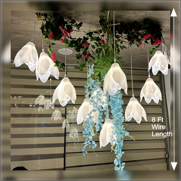 Acrylic Flower Light For Wedding, Event and Home Decor | 8 Ft Wire Length, Color (Shaded White Blue)