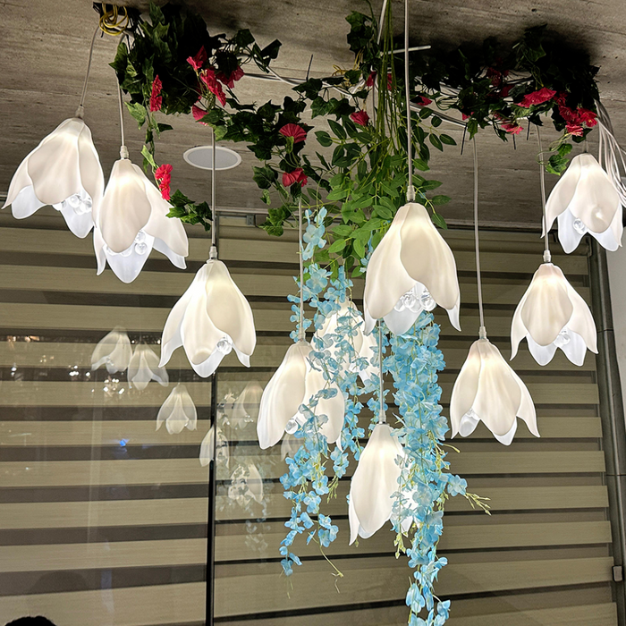 Acrylic Flower Light For Wedding, Event and Home Decor | 8 Ft Wire Length, Color (Shaded White Blue)