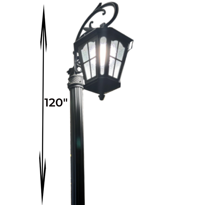 Aluminum, E 27 Bulb, Glass Lantern High Pole Garden Light For Various Decor Prospective at Farmhouses, Garden, Lawn, Event, Wedding and Others