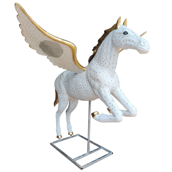 Handmade Fiberglass Mirror Mosaic Flying Horse Statue | Suitable For Decor