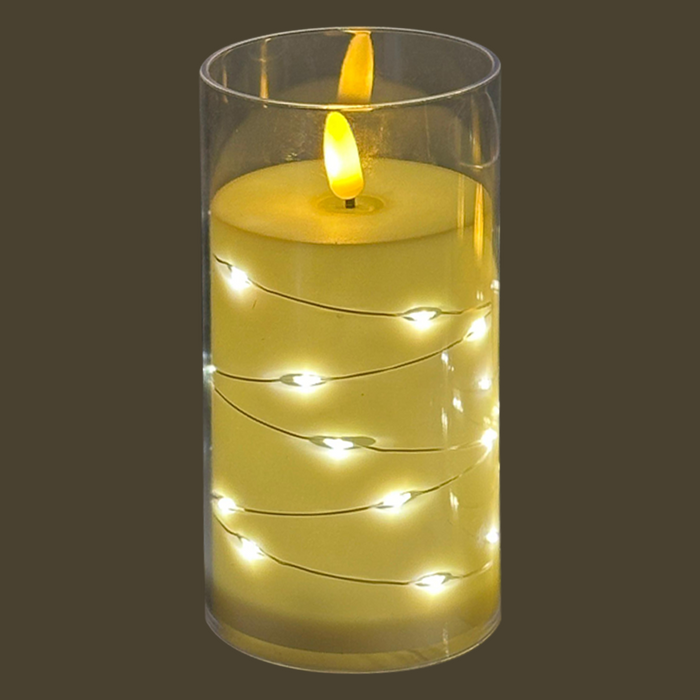 Acrylic LED Candle 3 inches Diameter With Ferry Light, Modern Color (Gold) | Suitable For Decor