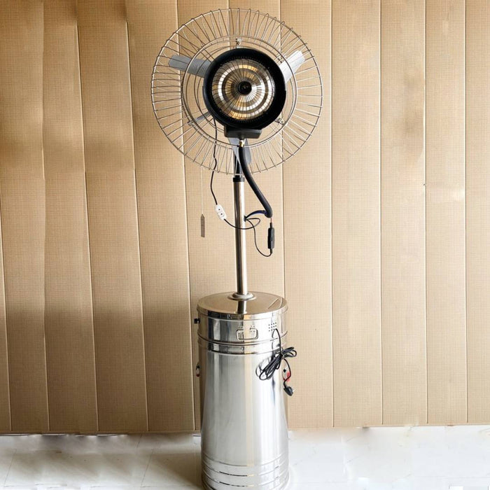 Outdoor Mist Fan, Stainless Steel Water Tank, Rod, Cover Oscillating, Water Pressure Pump, Fan Speed 1400/1430 RPM