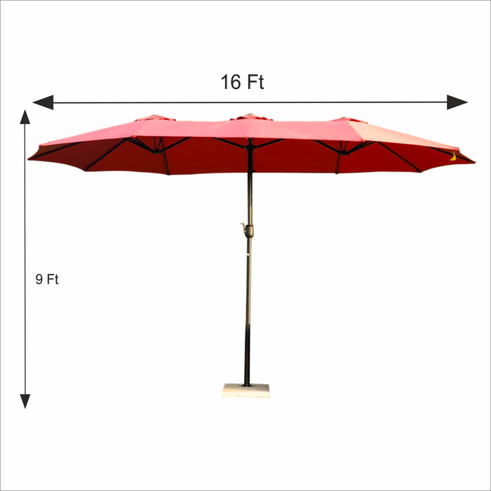 Triple Canopy Center Pole Outdoor Umbrella (16ft x 9ft) with Stone Base (40kg) | Heavy Duty Waterproof Construction, Best for Outdoor Space (Event, Garden, Resort, Lawn, Cafe and Others)