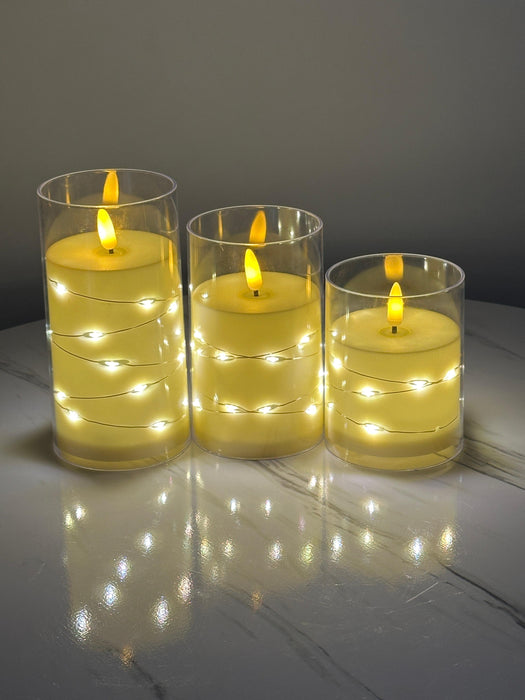 Acrylic LED Candle 3 inches Diameter With Ferry Light, Modern Color (Gold) | Suitable For Decor