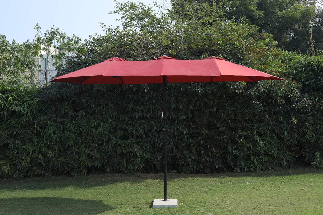 Triple Canopy Center Pole Outdoor Umbrella (16ft x 9ft) with Stone Base (40kg) | Heavy Duty Waterproof Construction, Best for Outdoor Space (Event, Garden, Resort, Lawn, Cafe and Others)